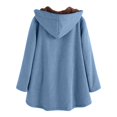 thumbnail image 4 of WEIYLL Fleece Jacket Women Solid Color Long Sleeve Zipper Hooded Long Warm Button Fashion Blue Fall Clothes Size S, 4 of 6