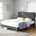 thumbnail image 2 of Full Bed Frame, GELBIY Full Size Platform Bed With Fabric Upholstered Headboard, Gray, Easy Assembly, 2 of 5