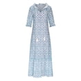 thumbnail image 4 of JUNWELL Robe Bohème d'Été pour Femmes, Robe Maxi Décontractée Grande Taille, Couleur Unie, Col en V, Robes Soleil, Dentelle à Franges, Longue Robe, 4 of 6