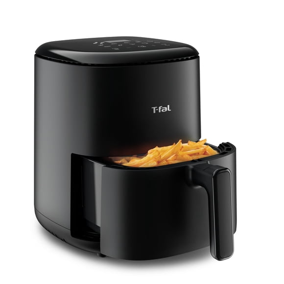 Refurbished T-Fal EY145850 Easy Fry Compact Air Fryer, 3L Capacity, Digital Touchscreen, 10 Auto Cooking Programs, Black