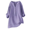thumbnail image 1 of 2025 T-Shirts Longs Amples Unis pour Femmes Grandes Tailles Texture Lin Chemises pour Femmes Robe, 1 of 4