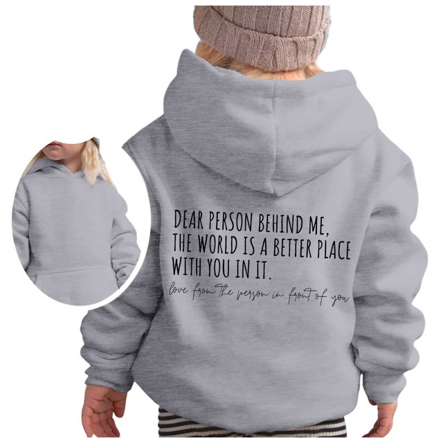 PMVFHDE Liquidation Automne Sweat à Col Rond Sweat à Capuche pour Filles Manches Longues Sweat à Capuche Graphique Pulls Mignons pour Enfants Vêtements pour Filles Gris,100