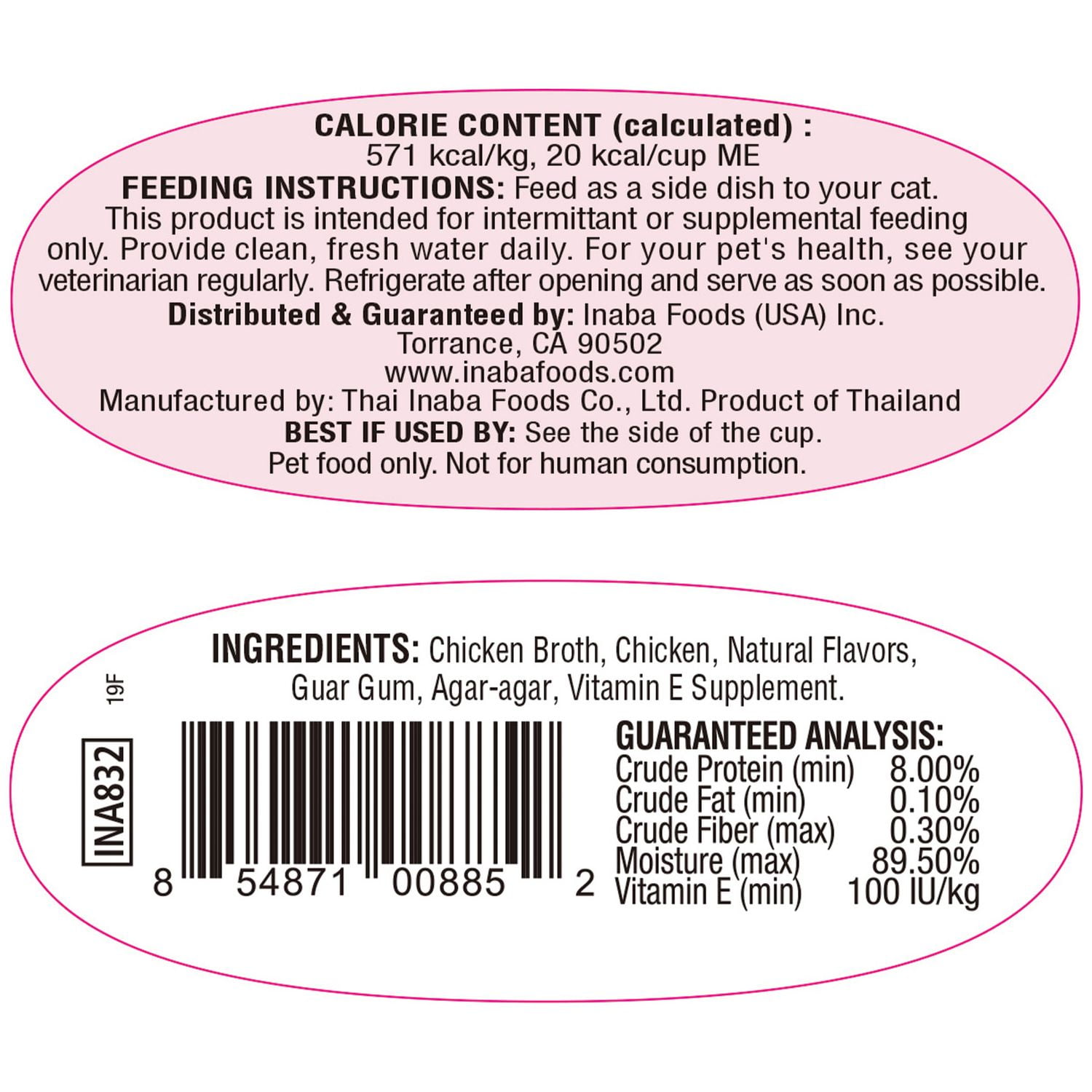 INABA Twins Cups pour chats – Recette au poulet, enrichi en vitamine E, 2 coupes (2 x 35 g), 70 g au total