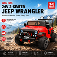 thumbnail image 2 of VOLTZ TOYS Jeep Wrangler Style 24V 2-Seater Kids Ride-On Car Truck, Classic Motorized Off-Road Toy Vehicle with Parent Remote Control, All-Terrain Wheels, Red, 2 of 9