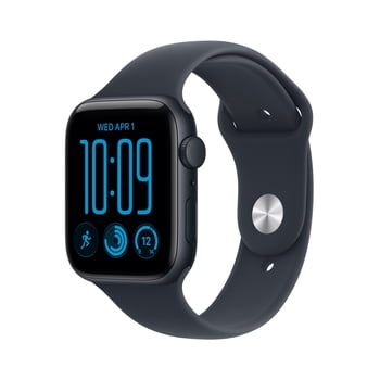 Apple Watch SE 3 GPS 44mm Midnight Aluminium Case with Navy Blue Sport Band - M/L (2026)