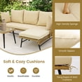 thumbnail image 3 of Gymax 3PCS Patio Wicker Furniture Set L-Shaped Sofa Conversation Set w/ Beige Cushions, 3 of 7