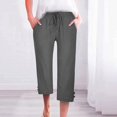 thumbnail image 2 of Women Fashion High Waisted Wide Leg Pants Drawstring Elastic Trousers Comfy Straight Leg Long Pants With Pockets, 2 of 5