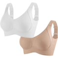 thumbnail image 1 of Women's Solid Four-Breasted Adjustable Wireless Bra, Floralshe Brasier, Seamless Full Coverage Ribbed Bralettes, 1 of 7