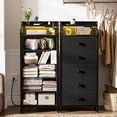 thumbnail image 4 of GUNAITO Commode Haute à DEL pour Chambre avec 5 Tiroirs Commode Bac de Rangement en Tissu Noir, 4 of 9