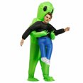 thumbnail image 4 of Adults Inflatable Monster Costume Green Alien Carrying Human Cosplay Christmas Halloween, 4 of 9