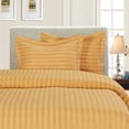 thumbnail image 1 of Mocassi 3-Piece Striped Duvet Cover Set, 1500 Thread Count, Button Closure - Cooling, Breathable Material- Wrinkle, Fade, Stain Resistant, King/California King, Gold, 1 of 4
