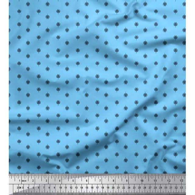 Soimoi Moss Georgette Fabric Floral Shirting Printed Fabric 1 Yard 42 Inch Wide