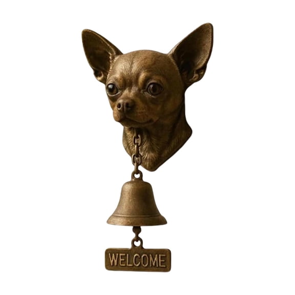 Western White Emblem Welcome Doorbell with “WELCOME” Tag, Antique-Finished Resin Labrador Sculpture, 5 in Tall, Easy-Mount Outdoor Entry Chime