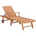thumbnail image 2 of vidaXL Sun Lounger with Red Cushion Solid Teak Wood, 2 of 12