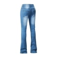thumbnail image 4 of Jeans à Braguette Boutonnée pour Femmes Flare Jeans pour Femmes Jeans Coupe Bottillon à Pattes d'Éléphant Taille Haute Extensibles Coupe Ajustée Jeans à Pattes d'Éléphant S-20 Bleu Pâle TTG, 4 of 7