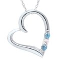 thumbnail image 1 of 3-Stone Heart Blue Topaz Pendant 14K White Gold, 1 of 1