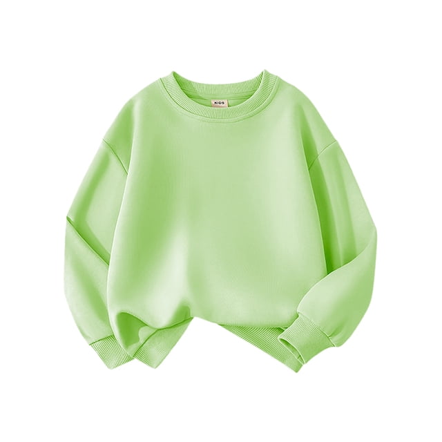PMVFHDE Chandail à Manches Longues pour Filles, Col Rond Décontracté, Côtelé, Coupe Ample, Vert, 4-5 Ans