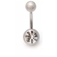 thumbnail image 1 of Belly Button Ring 14G Navel Ring Barbell Body Jewelry Sand Finish CZ Ball Ends, 1 of 10