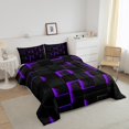 thumbnail image 3 of Erosebridal Neon Geometry Comforter Sets Queen Size,Stereoscopic Gradient Plaid Bedding Queen Comforter Set,Kids Room Decorative,Reversible,Ultra Soft,3 Pieces, 3 of 7