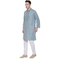 thumbnail image 2 of Kurta Long pour Homme Vêtements Indiens Robe en Coton Brodée Tenue Décontractée (Vert, G), 2 of 5