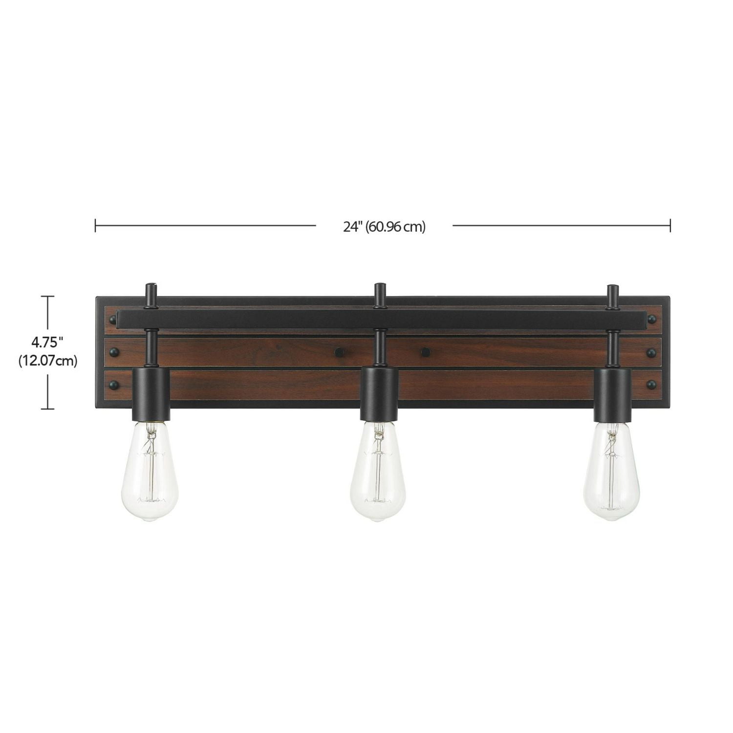 Applique murale à 3 ampoules Mackay, fini similibois, accents noir mat