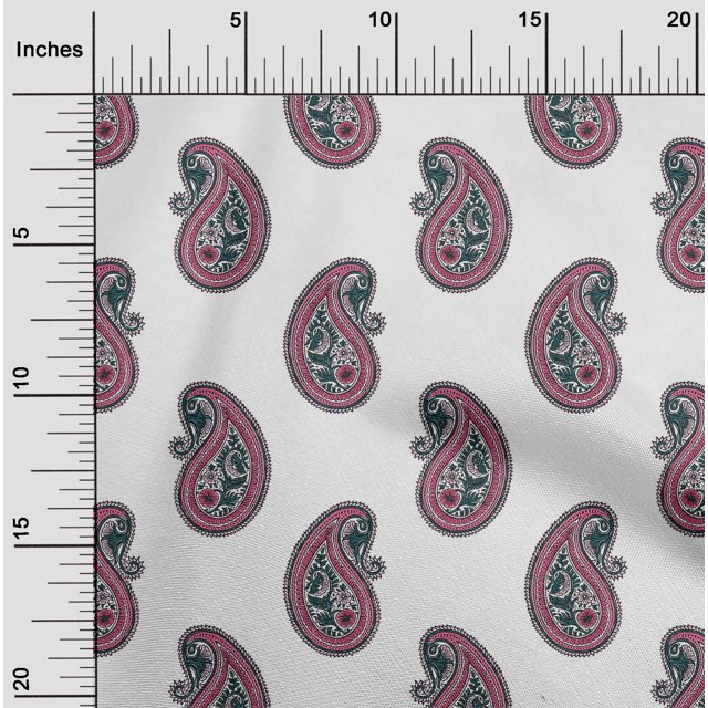 oneOone Viscose Chiffon Fabric Paisley Block Print Fabric BTY 42 Inch Wide