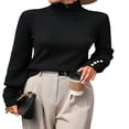 thumbnail image 1 of Ladies‘ Knitted Sweater with Long Sleeves and Turtleneck in Solid Color, 1 of 8
