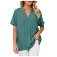 thumbnail image 4 of Birdeem Mode Femme Manches Courtes Col Rond Rétro Pâques Couleur Unie Haut Ample Blouse Manches, 4 of 7