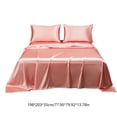 thumbnail image 3 of Matoen Soft Solid Matte Satin Hotel Luxury Silk Sheet Set Dull Deep Pocket Fitted Sheet Flat Sheet Pillowcase, 3 of 6