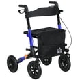 thumbnail image 1 of HOMCOM Folding Adjustable Rollator Walker w/ Seat 10" Rubber Wheels, Blue, 1 of 10