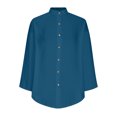 thumbnail image 5 of Timegard Chemises pour Femmes en Coton et Lin à Boutons, Col à Revers, Blouse à Manches 3/4, Hauts d'Automne avec Poches, 5 of 5