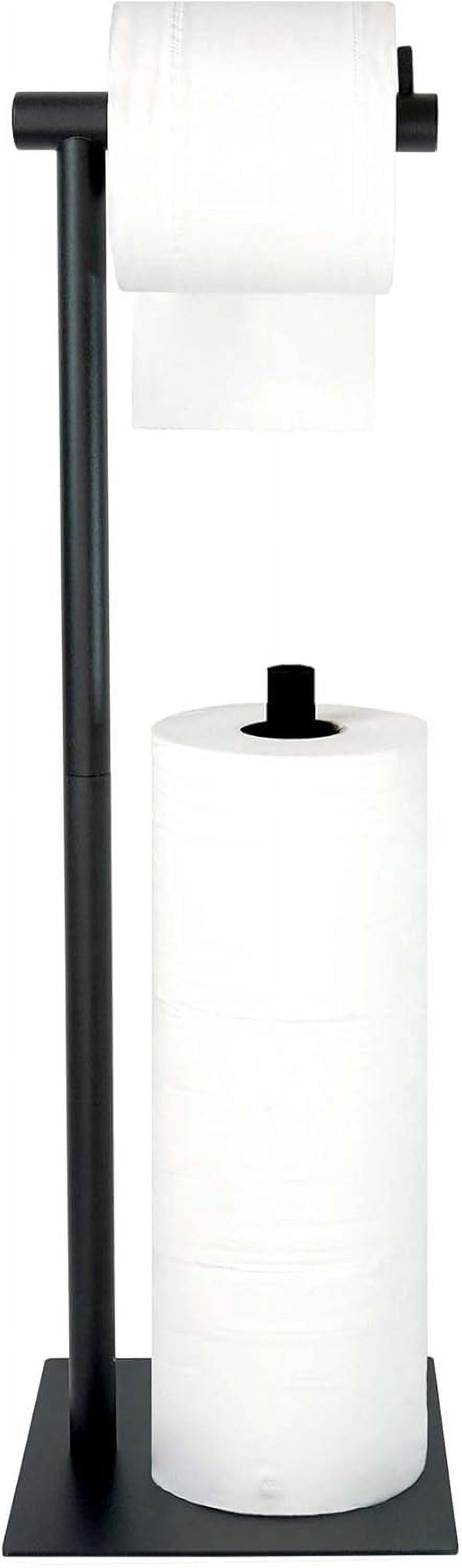Support pour Papier Hygiénique, Porte-Rouleau de Papier Hygiénique Autoportant, Distributeur de Rouleau de Papier Hygiénique sur Pied avec Réserve, Support d'Organisateur de Papier Hygiénique avec Base Lourde pour Salle de Bain, Salle d'Eau, Lavabo