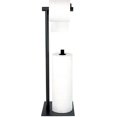 thumbnail image 1 of Support pour Papier Hygiénique, Porte-Rouleau de Papier Hygiénique Autoportant, Distributeur de Rouleau de Papier Hygiénique sur Pied avec Réserve, Support d'Organisateur de Papier Hygiénique avec Base Lourde pour Salle de Bain, Salle d'Eau, Lavabo, 1 of 6