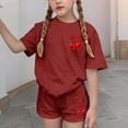 thumbnail image 2 of Robe d'Été avec Manches Ensemble de Loisirs d'Été pour Enfants Col Rond Manches Courtes Haut et Shorts Ensemble Deux Pièces Mignon Ensemble d'Été, 2 of 6