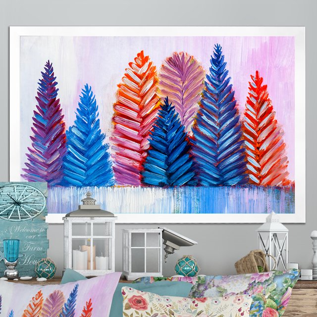 Designart Arbres de Noël Abstraits Traditionnels Art Mural Encadré