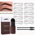 thumbnail image 1 of Ensemble de 2 Tampons et Pochoirs pour Sourcils Brun Foncé + Brun Noir, Ensemble de Mise en Forme en une Étape avec Tampon à Sourcils Imprimé sur les Sourcils, Styliseur de Sourcils Imperméable, Tampon à Sourcils Longue Tenue, 10 Pochoirs Réutilisables, 1 of 7