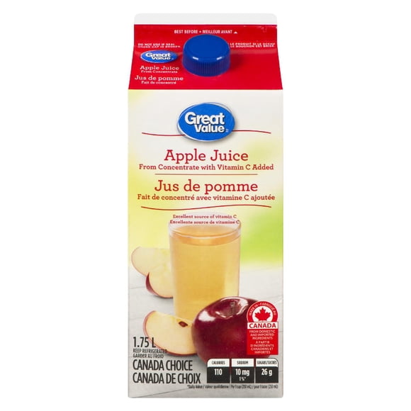 Great Value 100% pure Apple Juice from Concentrate with vitamin C added