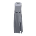 thumbnail image 4 of Ketyyh-chn99 Robes pour Femmes Robe d'Été Robe Extensible Robe Droite Unie pour Vacances Robe à Enfiler Robe de Plage Gris,2TG, 4 of 5