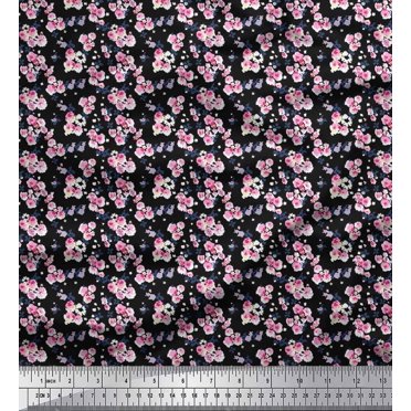 Soimoi Velvet Fabric Flower Artistic Printed Craft Fabric by The Yard 58 Inch Wide