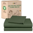 thumbnail image 1 of California Design Den Ensemble de Draps Simple TG, Ensemble de Draps 100 % Coton Biologique, Percale, Ensemble de Draps à Poches Profondes - Vert Olive, 1 of 10