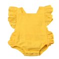 thumbnail image 1 of Baby Girl Ruffle Solid Color Romper Jumpsuit Outfit Sunsuit, 1 of 5