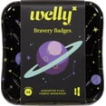 thumbnail image 1 of Welly Bandages | Adhesive Flexible Fabric Bravery Badges | Assorted Shapes for Minor Cuts, Scrapes, and Wounds | Colorful and Fun First Aid Tin | Space Patterns - 48 Count, 1 of 2