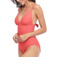 thumbnail image 4 of Womens One Piece Swimsuits Scalloped High Cut Backless Monokinis Bathing Suits, 4 of 6