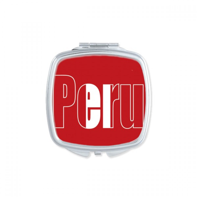 Peru Country Flag Name Square Mirror Portable Compact Pocket Makeup Double Sided Glass