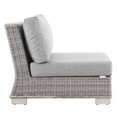 thumbnail image 3 of Modway Conway Rattan & Fabric Outdoor Patio Armless Chair in Light Gray, 3 of 8