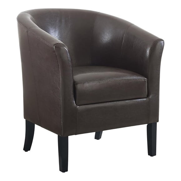 Riverbay Furniture 19.75'' Contemporary Faux Leather Barrel Club Chair in Brown