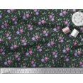 thumbnail image 1 of Soimoi polyester Crepe Fabric Leaves & Periwinkle Floral Printed Fabric 1 Yard 52 Inch Wide, 1 of 3