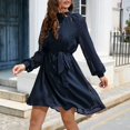 thumbnail image 4 of TopLLC Longues Robe à Manches à Col Rond Femme Mode Robe à Taille Ajustée Robe à Manches Longues Robe de Couleur Unie Robe Femme, 4 of 5