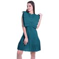 thumbnail image 2 of Moomaya Womens Ruffle Sleeve A,Line Schiffli Dress Solid Designer Party Dress, 2 of 6