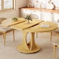 thumbnail image 1 of Virans 43.3"-59" Extendable Round Dining Table for 6-8,Kitchen Dining Table with Double Curved Base & Back Panel Buckle Top,Modern Circle Dinner Table for Kitchens,Dining Rooms,Living Rooms,Natrual, 1 of 9